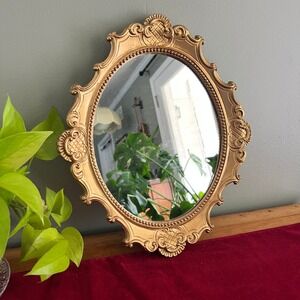 Vintage 1957 Universal Statuary Corp Gold Ornate Oval Wall Mirror Chicago